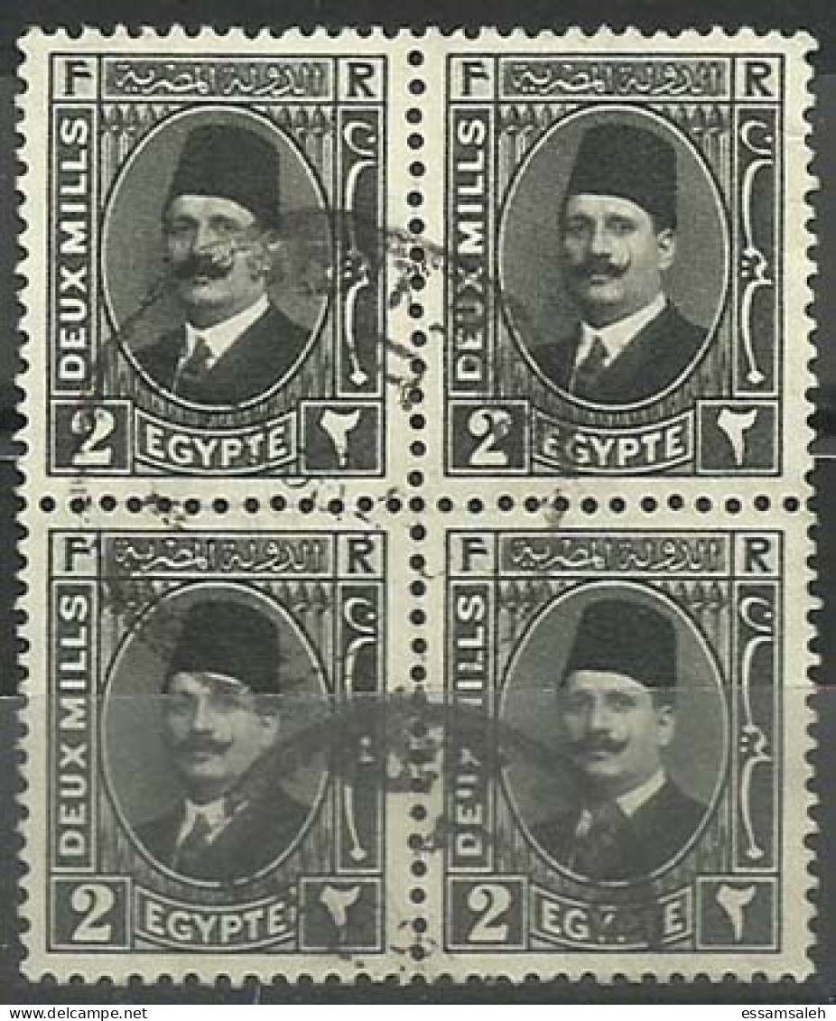 EGS05420 Egypt 1927 Definitive ( 2m - 5m - 10m ) King Fouad Blocks Of 4 / VF Used - Hojas Y Bloques