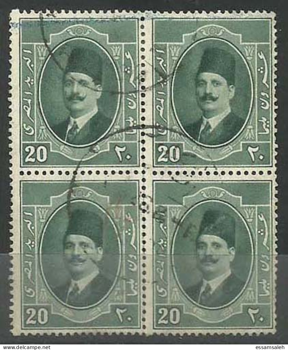 EGS05426 Egypt 1928 CDS Definitive 20m Green King Fouad - Block Of 4 / VF Used - Blocchi & Foglietti