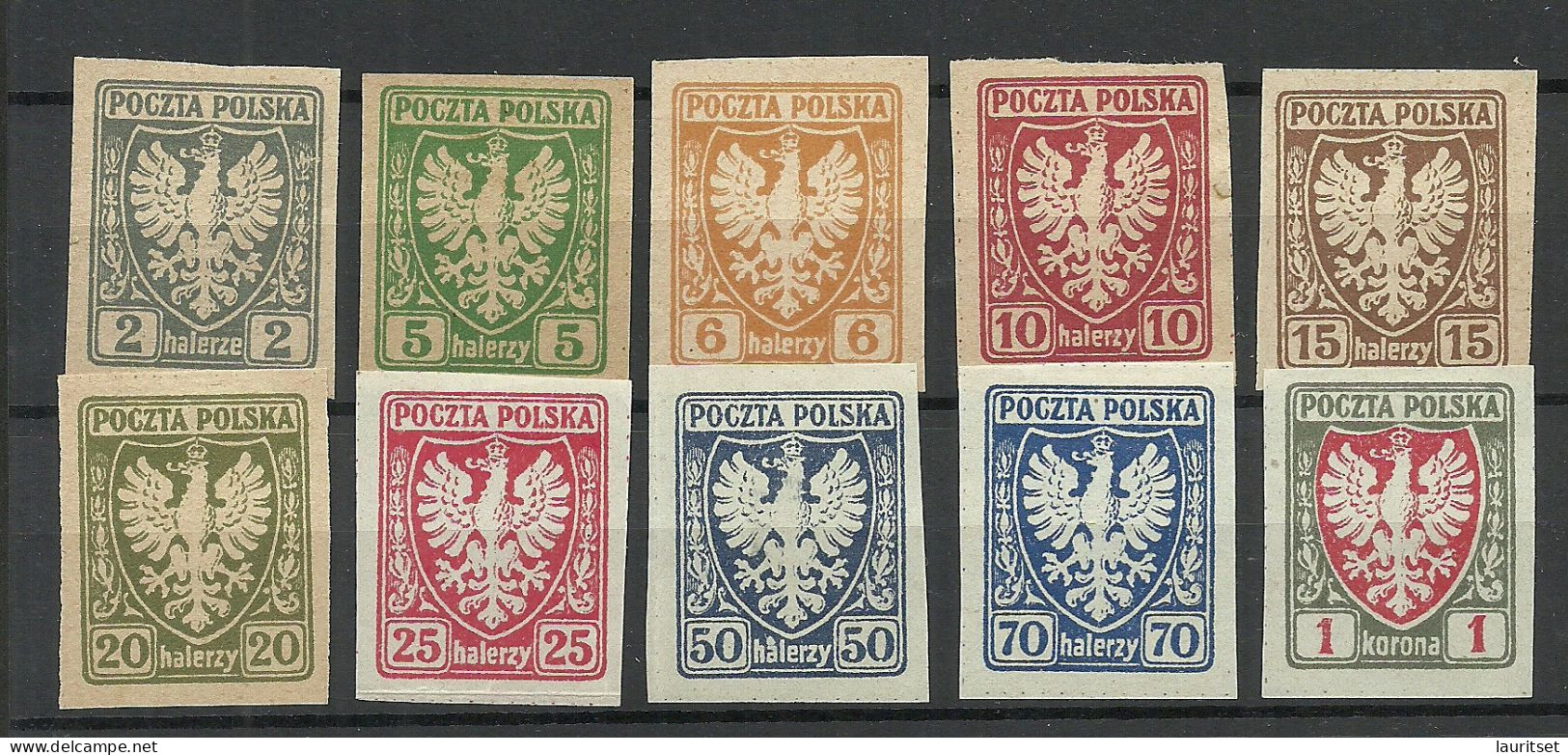 POLEN Poland 1919 = 10 Values From Set Michel 54 - 64 * (Mi 55 (3 H. Is Missing/fehlt) - Neufs