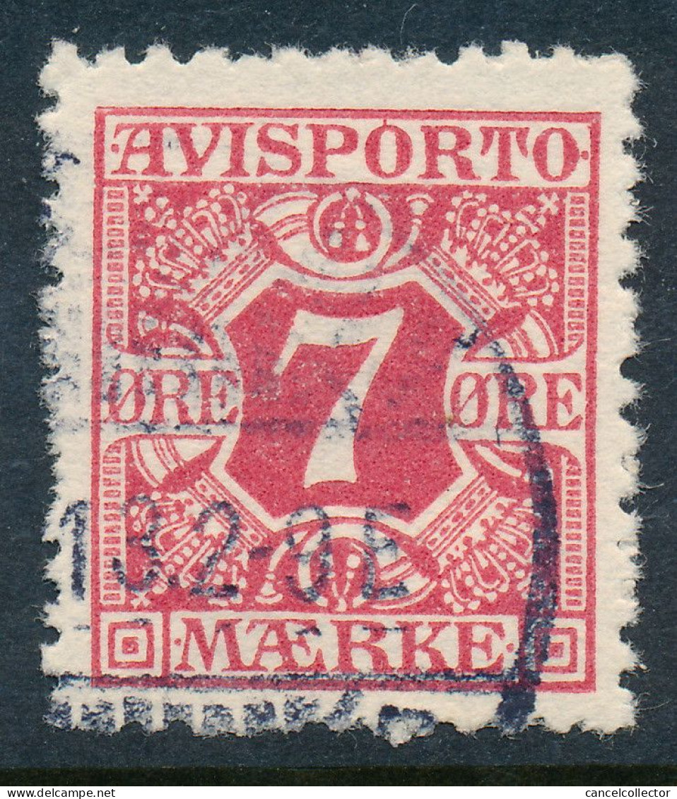 Denmark Danemark Danmark 1907: 7ø Red Newspapers, INVERTED Wmk, F-VF Used, AFA Avis3-vm (DCDK00358) - Used Stamps