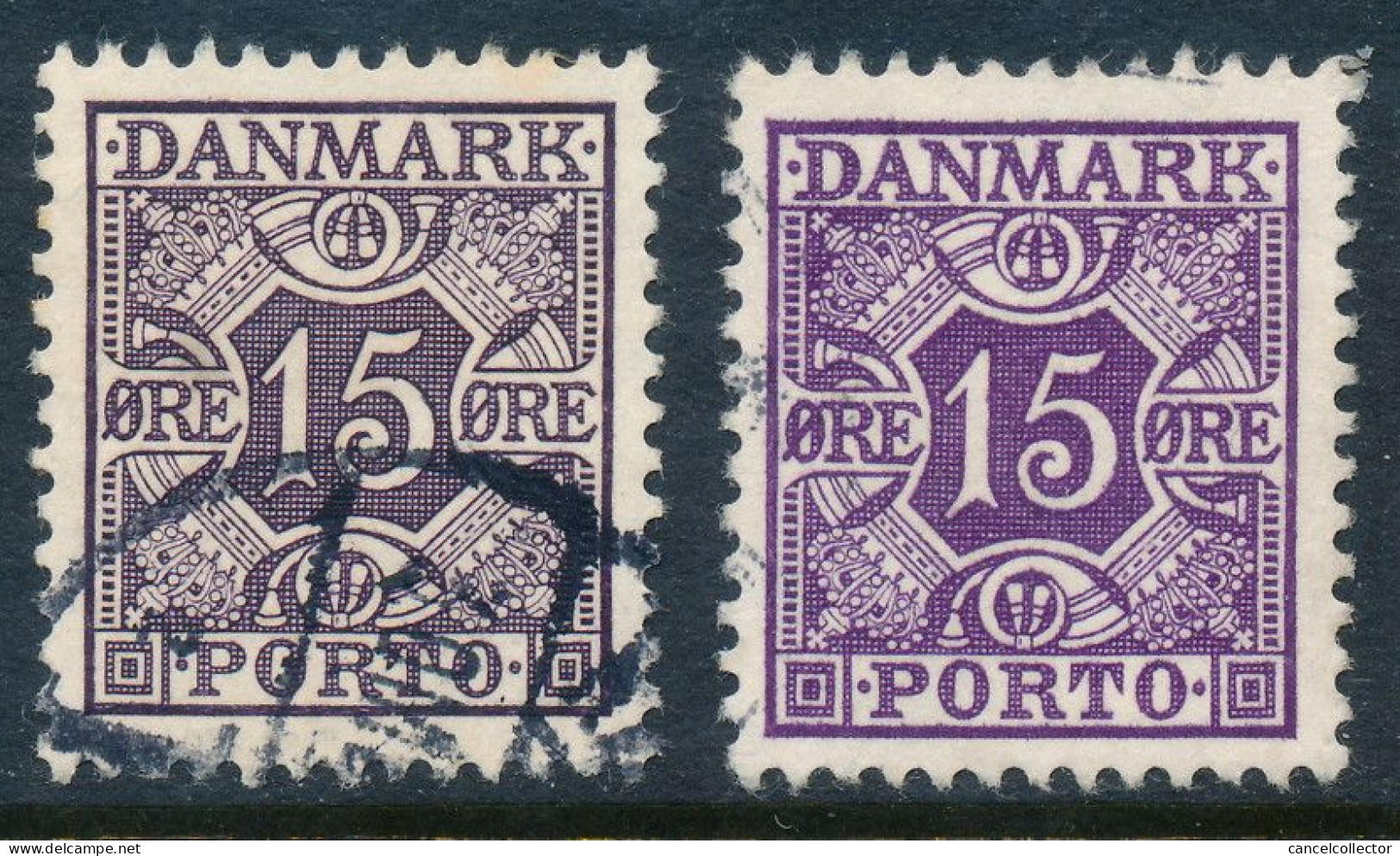 Denmark Danemark Danmark 1937: 15ø Grey-violet Porto, F-VF Used, AFA Porto 36a (DCDK00359) - Strafport