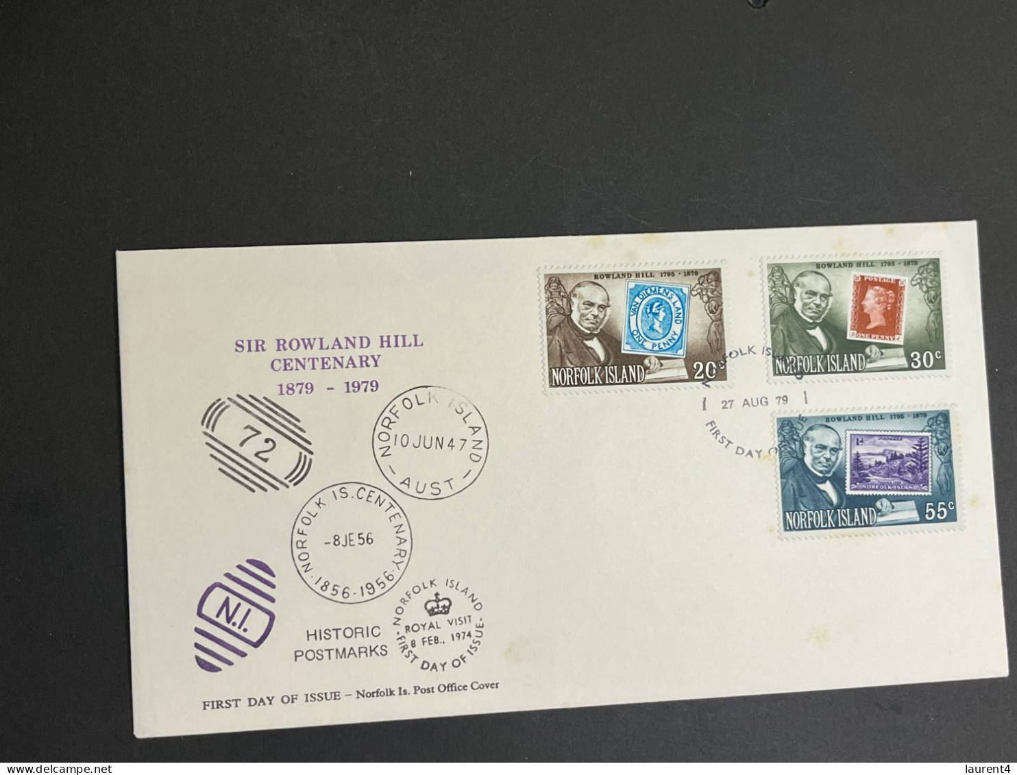 (1 Q 19) Norfolk Island FDC - 1979 -  1 Cover  - Sir Rowland Hill (stamp On Stamp) - Rowland Hill