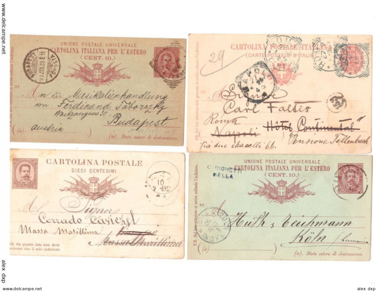 ITALY > 1882-1896 POSTAL HISTORY > STATIONARY POSTCARDS FROM CARARA,ROMA,GENOVA,BIELLA TO  NAPOLI, GERMANY AND HUNGARY - Autres & Non Classés