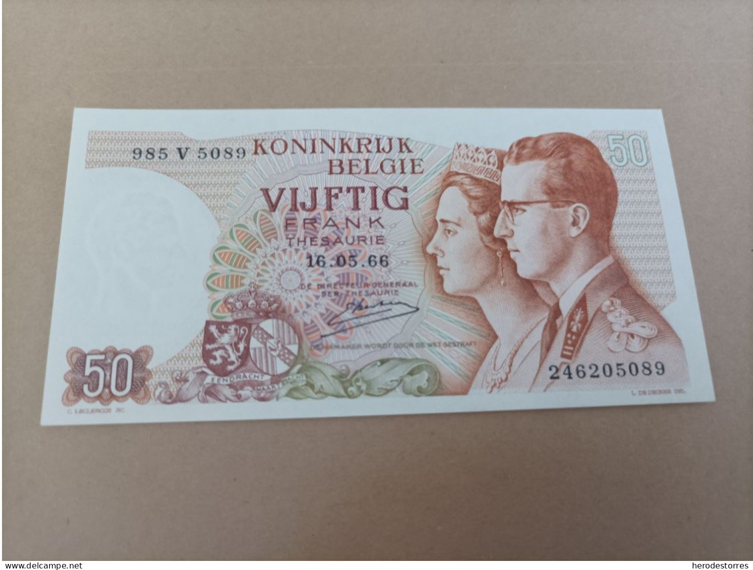 Billete De Bélgica De 50 Francos, Año 1966, UNC - 50 Francos