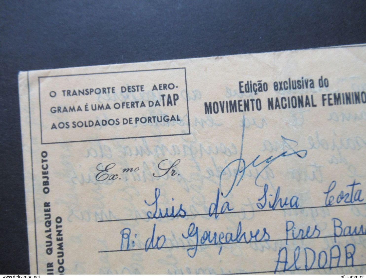Portugal 1967 Edicao Exclusiva Do Movimento Nacional Feminino / Aero Grama TAP Aos Soldaddos De Portugal / Correio Aero - Covers & Documents