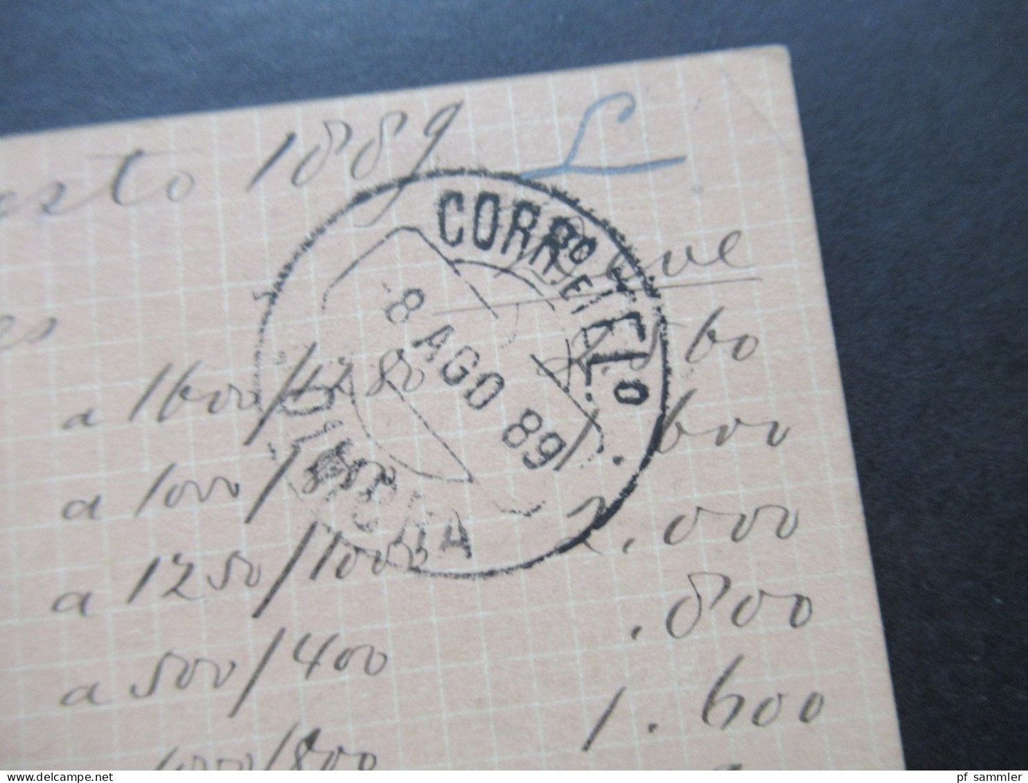 Portugal 1887 Ganzsache 10 Reis Mit Aufkleber Livraria Universal De Magalhaes & Moniz Porto - Postal Stationery