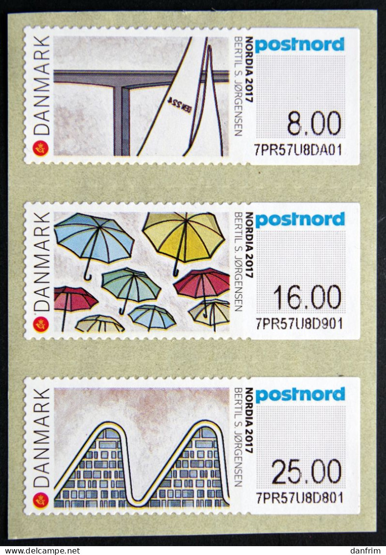 DENMARK 2017  NORDIA Vejle Strip Of 3 ATM Labels UM/MNH   MiNr.108-10      ( Lot  D 1259 ) - Automatenmarken [ATM]