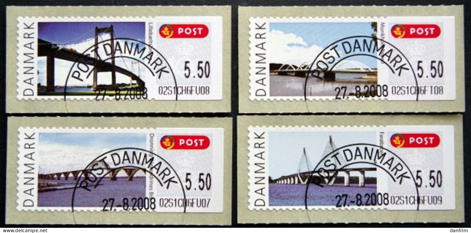 Denmark 2008 MiNr.42-45 (O) ( Lot L110 ) ATM Franking Labels - Automaatzegels [ATM]