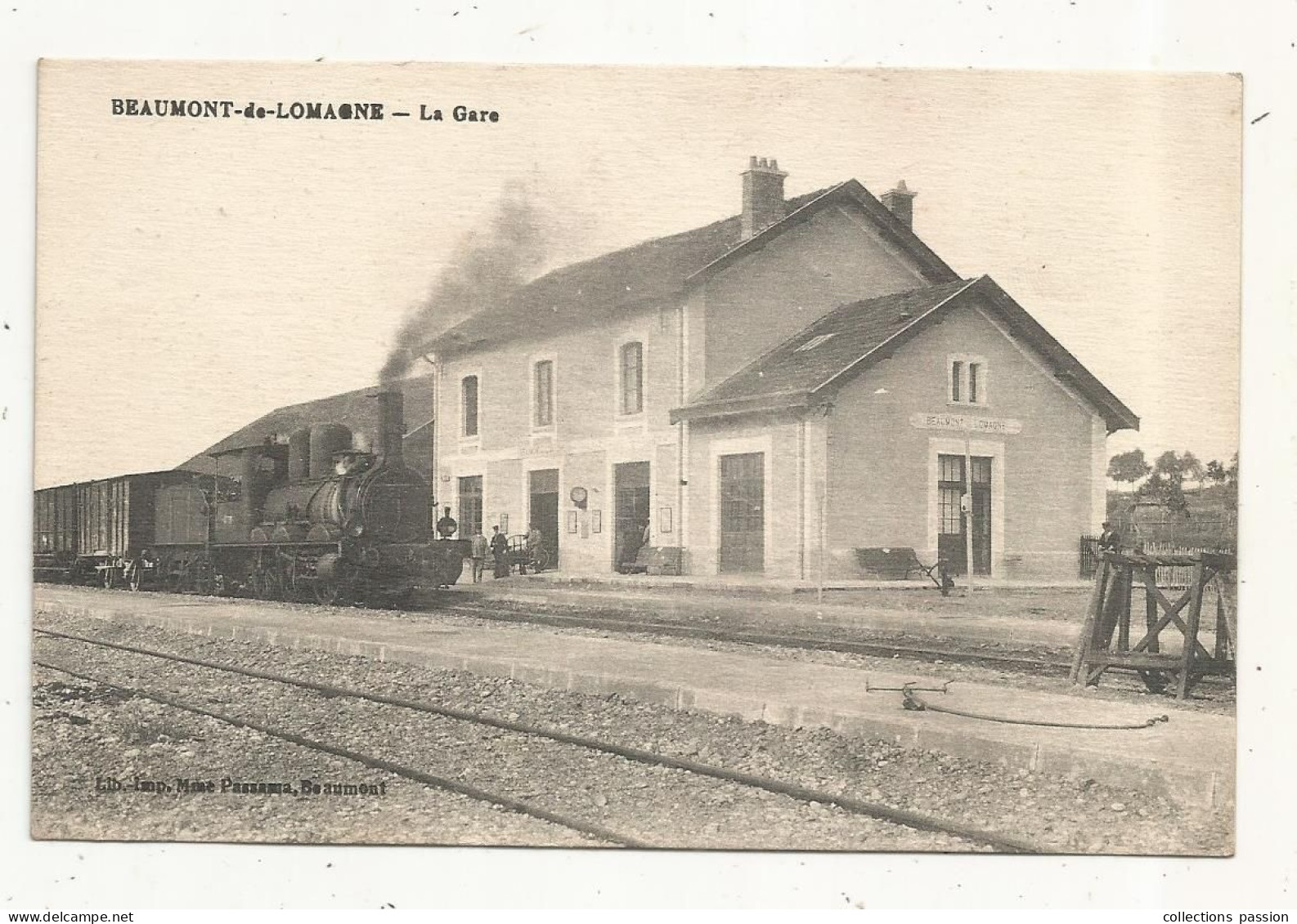 Cp, Chemin De Fer, La Gare Avec Train, 82 , BEAUMONT DE LOMAGNE,  écrite 1919 - Estaciones Con Trenes