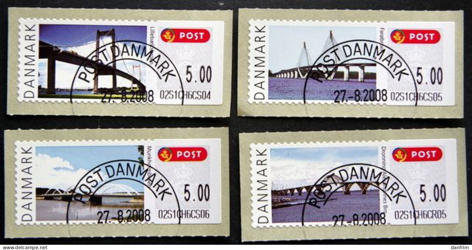 Denmark 2008 MiNr.42-45 (O) ( Lot L143 ) ATM Franking Labels - Automatenmarken [ATM]