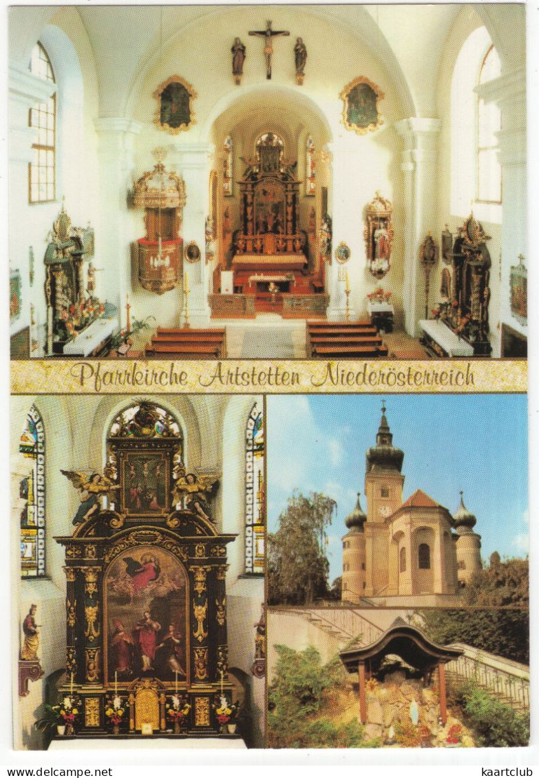 Artstetten: Pfarrkirche Z. Hl. Jakobus D. Ä. - Innen Und Außenansicht Mit Lourdes Grotte - (NÖ., Österreich/Austria) - Melk