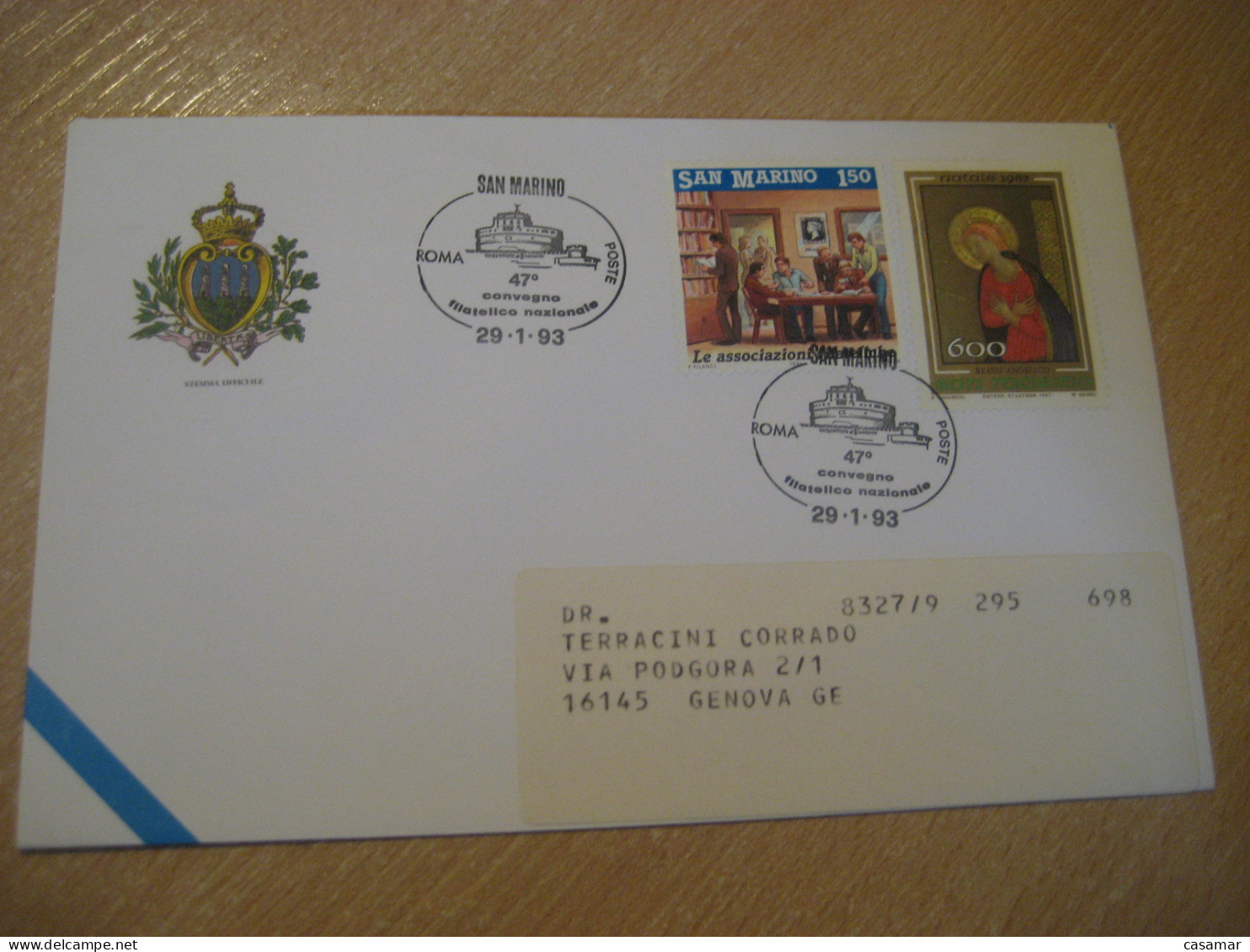 Roma 1993 Convegno Filatelico Numismatico Cancel Cover One Penny Black Christmas Stamps SAN MARINO Italy Italia - Covers & Documents