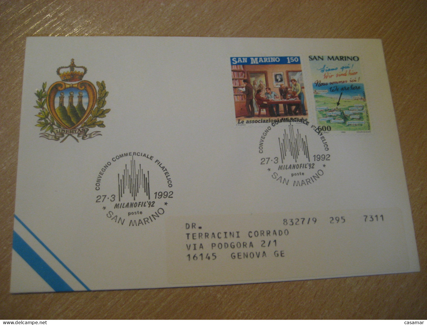 Milan 1992 Milanofil Cancel Cover One Penny Black Turismo Tourism Tourist Stamps SAN MARINO Italy Italia - Cartas & Documentos