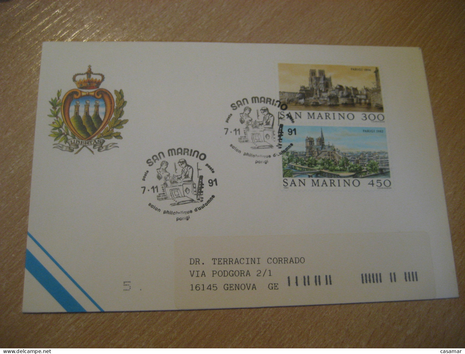 Paris Parigi 1991 Salon Phil. Cancel Paris Parigi Stamps SAN MARINO Italy Italia - Brieven En Documenten