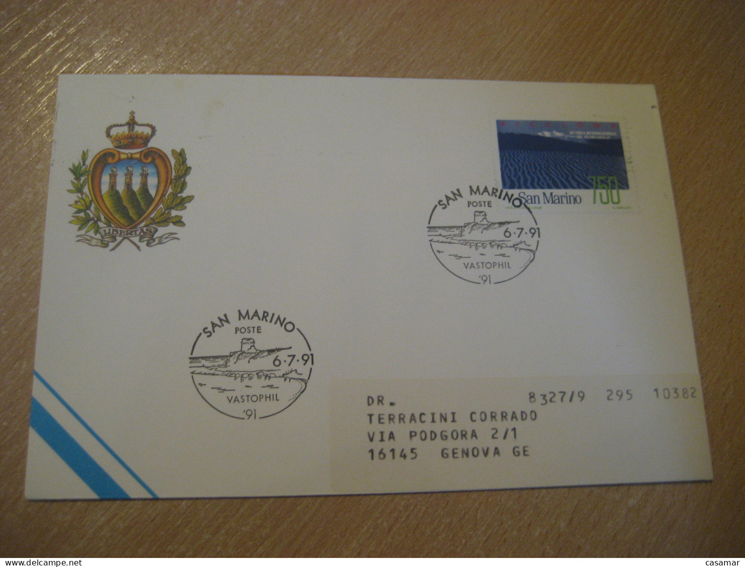 1991 Vastophil Cancel Riccione Stamps SAN MARINO Italy Italia - Briefe U. Dokumente