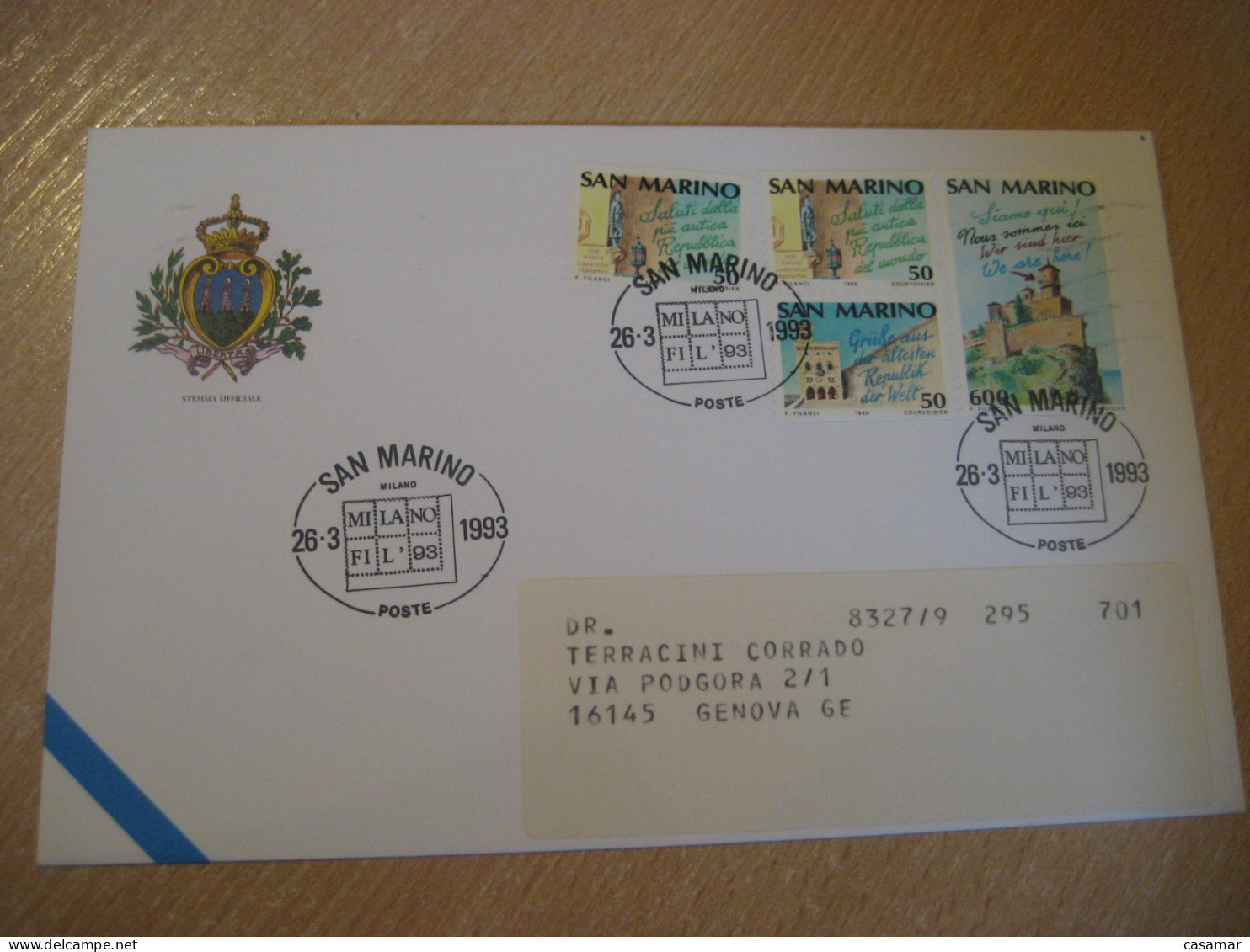 Milano Milan 1993 Milanofil Cancel Cover Tourism Tourist Stamps SAN MARINO Italy Italia - Lettres & Documents