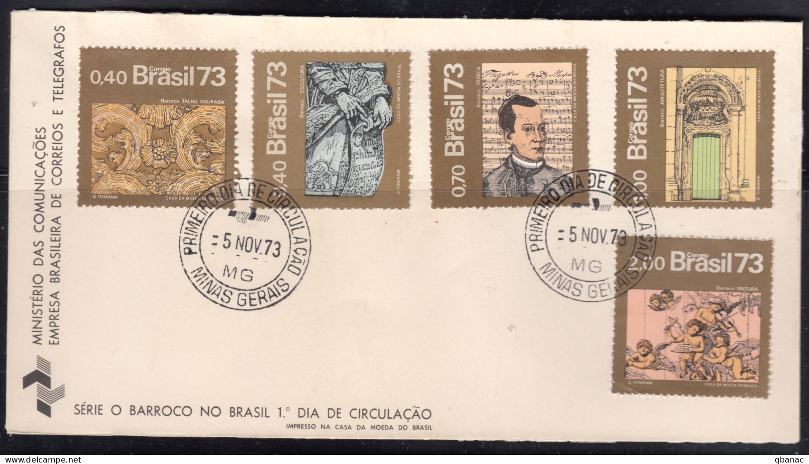 Brazil Brasil 1973 Mi#1402-1406 FDC - Storia Postale