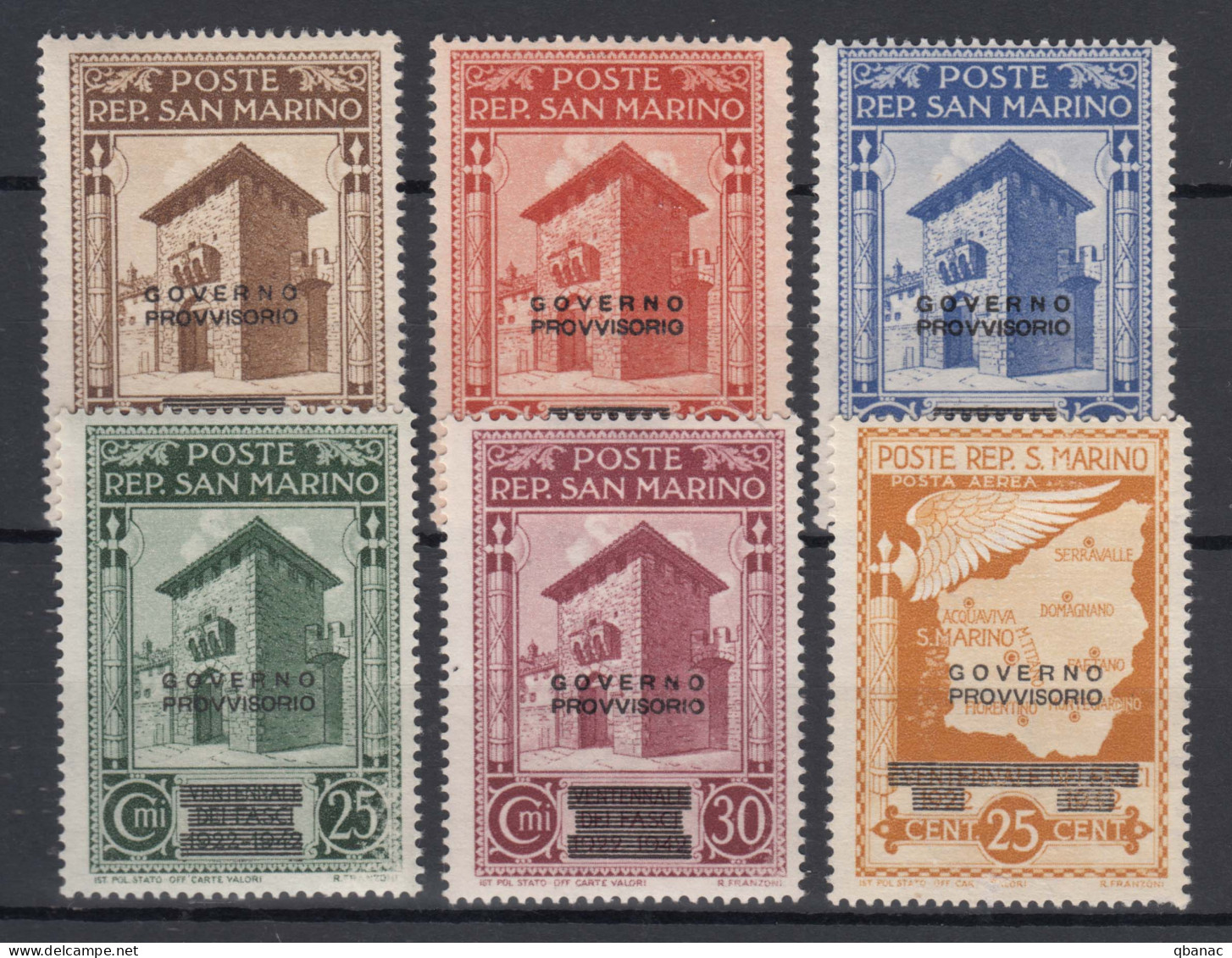 San Marino 1943 Mi#292-296, 303 Mint Never Hinged - Neufs