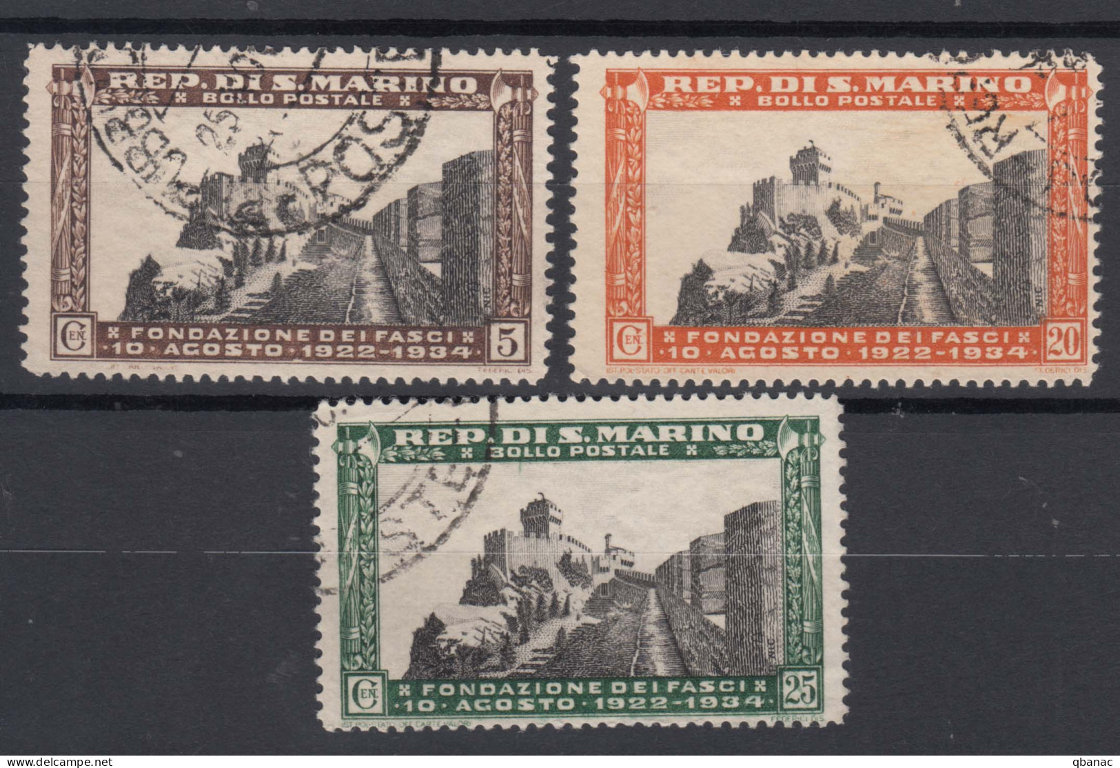 San Marino 1935 Mi#208,210,211 Used - Gebruikt