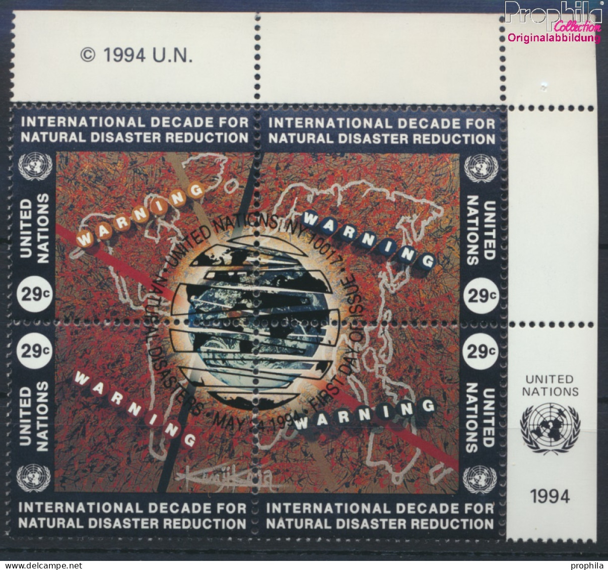 UNO - New York 671-674 Viererblock (kompl.Ausg.) Gestempelt 1994 Naturkatastrophen-Prophylaxe (10036776 - Used Stamps