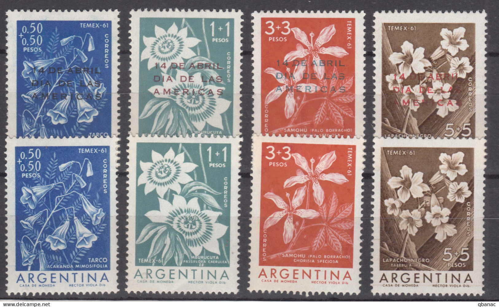 Argentina 1960/1961 Flowers Mi#754-757 And #774-777 Mint Never Hinged - Ungebraucht