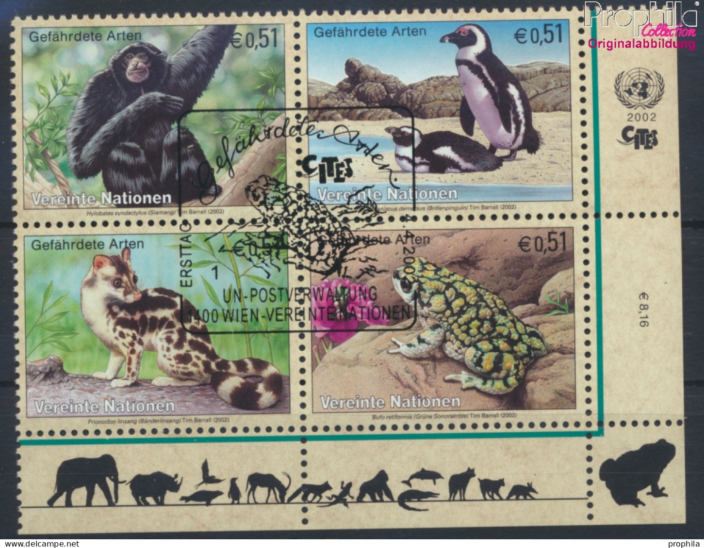 UNO - Wien 357-360 Viererblock (kompl.Ausg.) Gestempelt 2002 Gefährdete Arten: Fauna (10045034 - Used Stamps