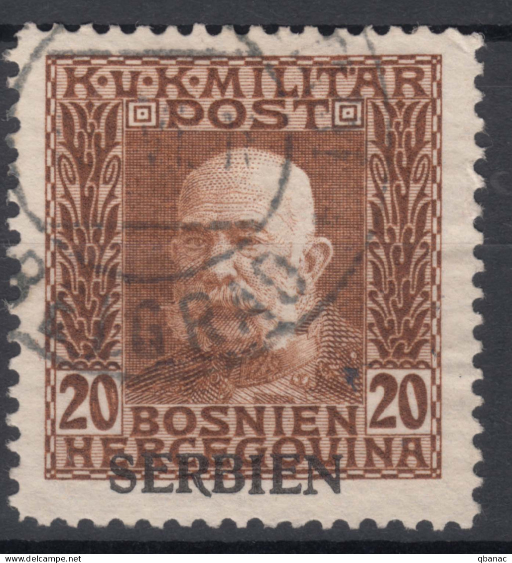 Austria Occupation Of Serbia In WWI Serbien Overprint 1914/1916 Mi#8 Used - Oblitérés