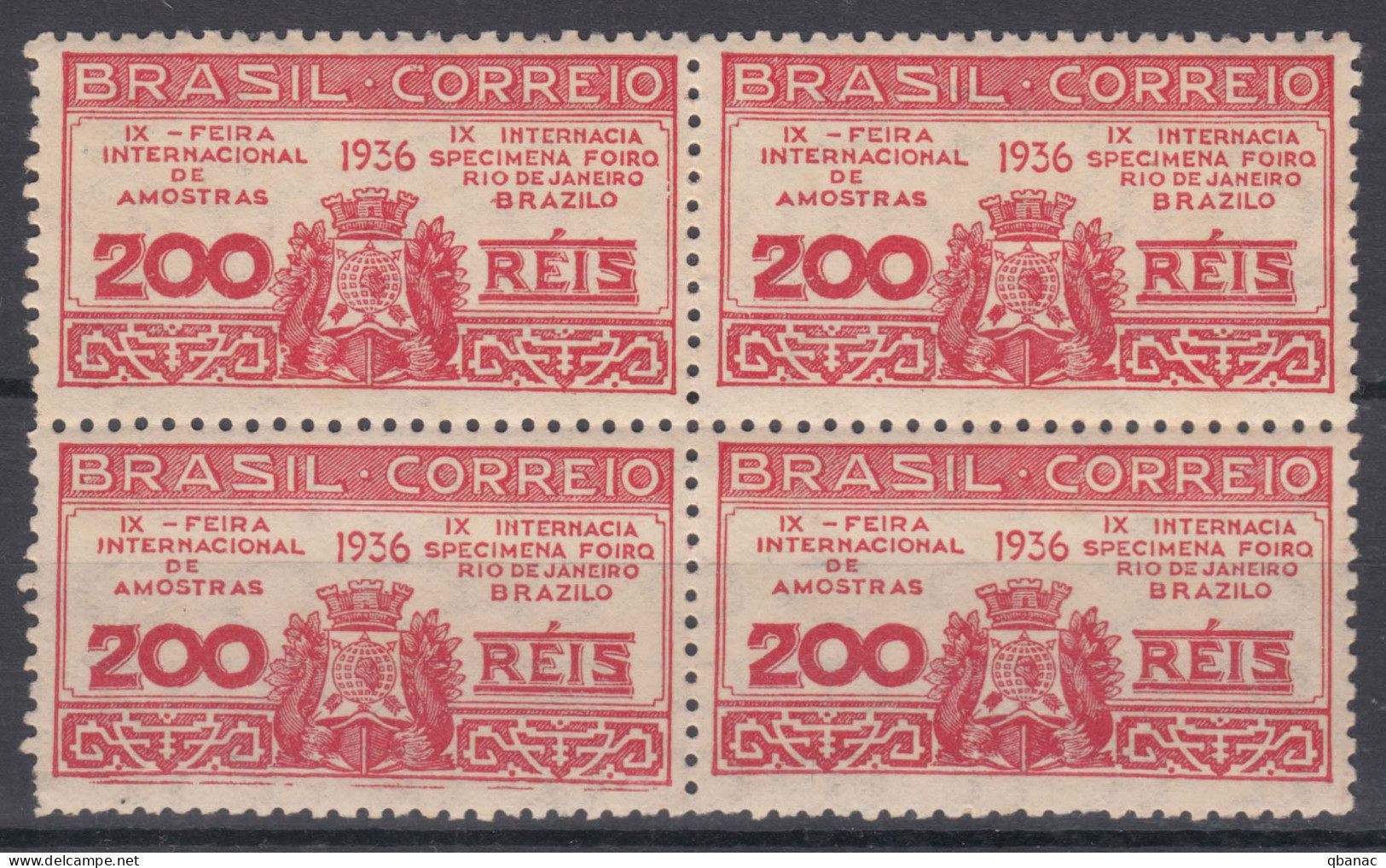 Brazil Brasil 1936 Mi#451 Mint Never Hinged Pc. Of 4 - Ungebraucht