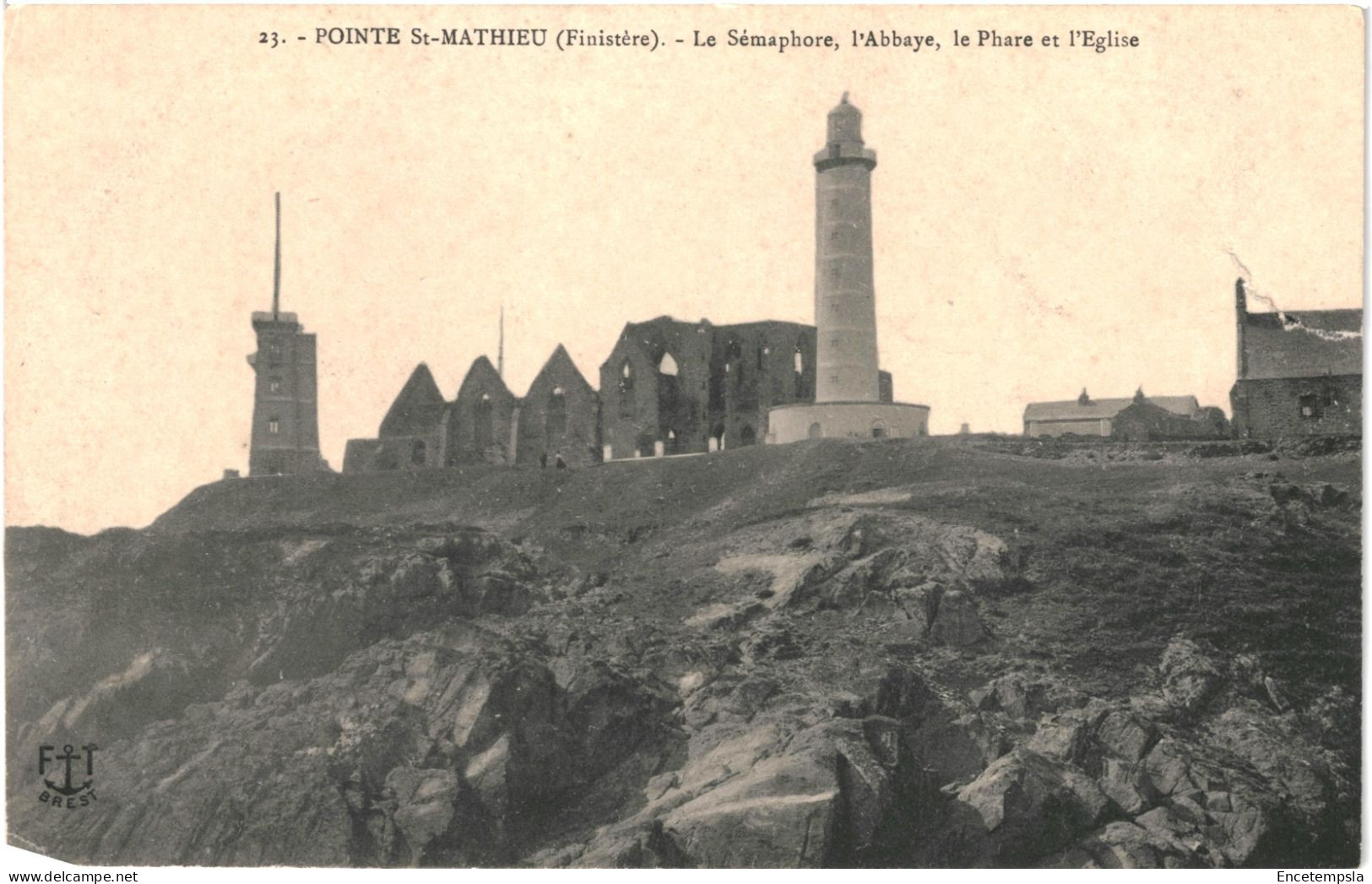 CPA Carte Postale France Pointe Saint Mathieu Sémaphore L'Abbaye Et L'église    VM66184 - Plougonvelin
