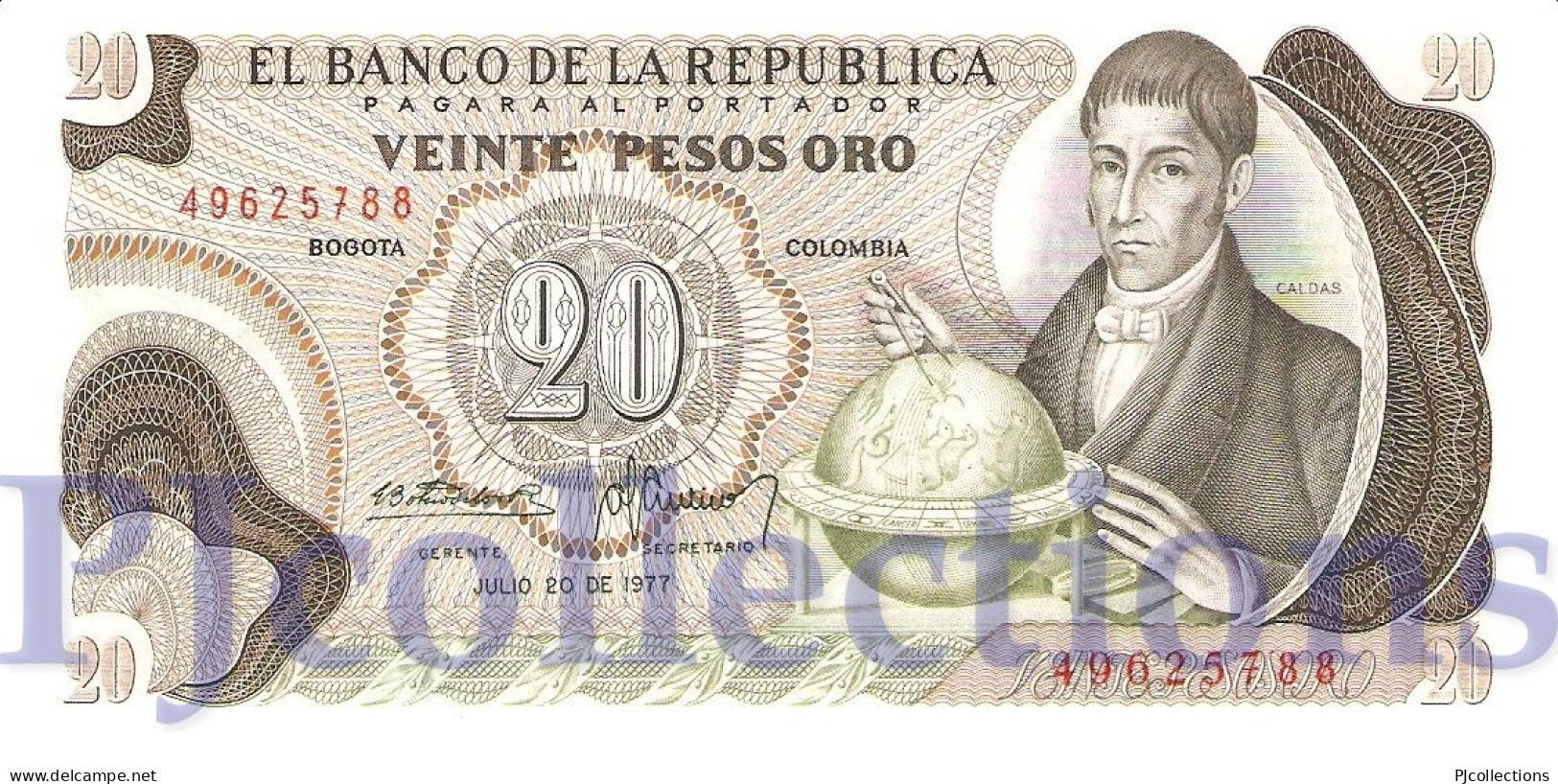 COLOMBIA 20 PESOS ORO 1977 PICK 409c UNC - Colombie