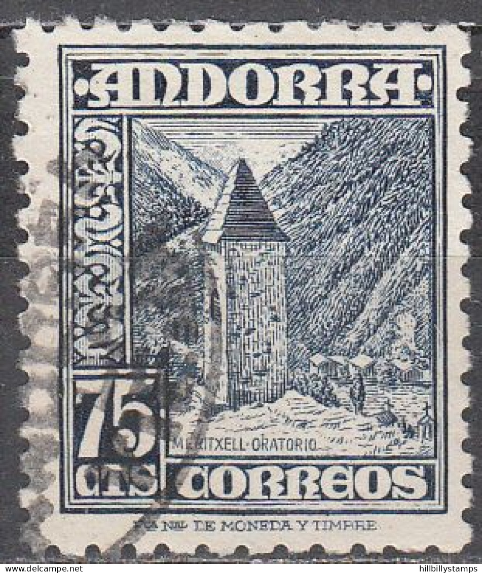 ANDORRA--SPANISH  SCOTT NO 44  USED   YEAR  1948 - Oblitérés