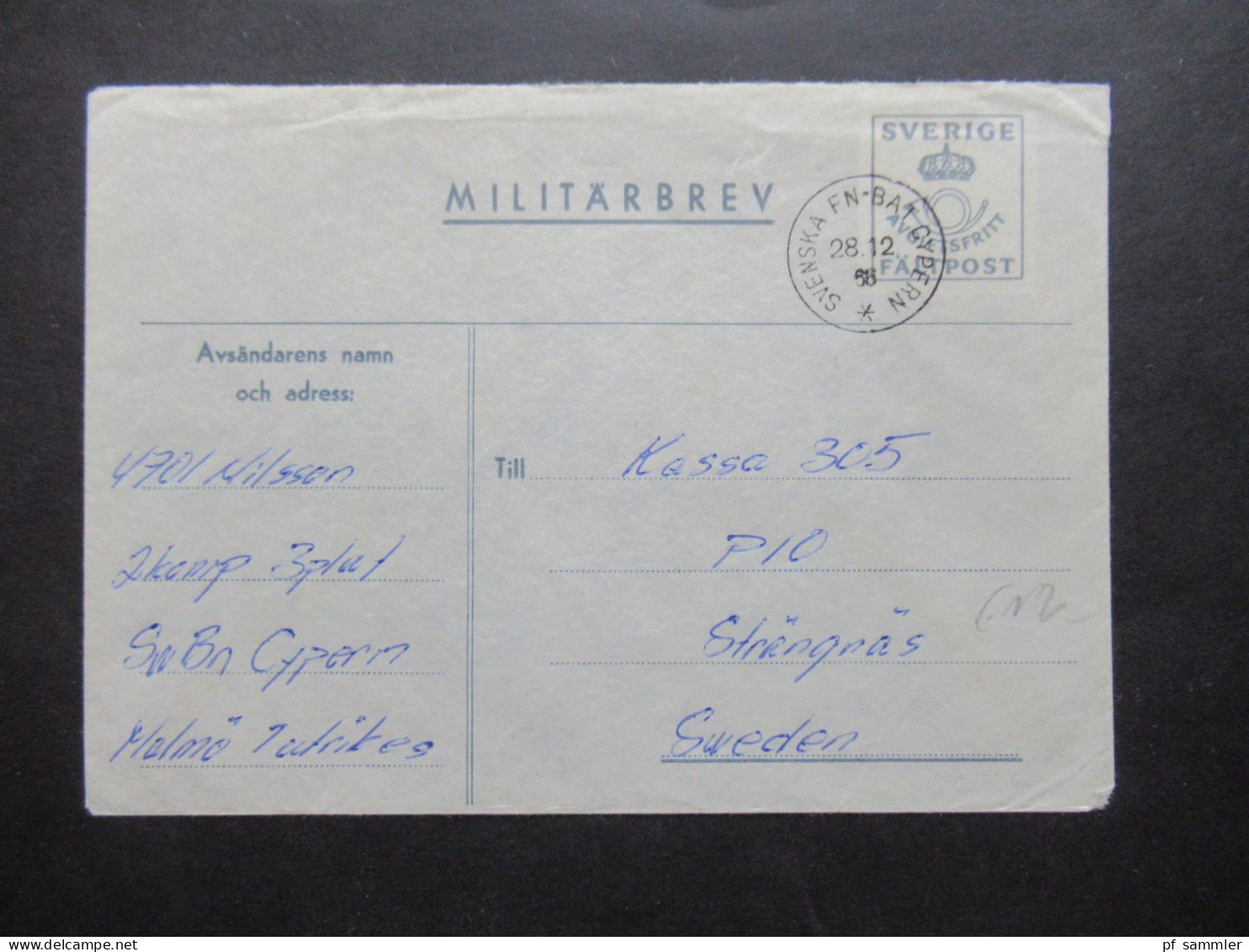 1966 Schweden Militärpost Militärbrev Stempel Svenska FN Bat Cypern / Schwedisches Militär Auf Zypern - Militares