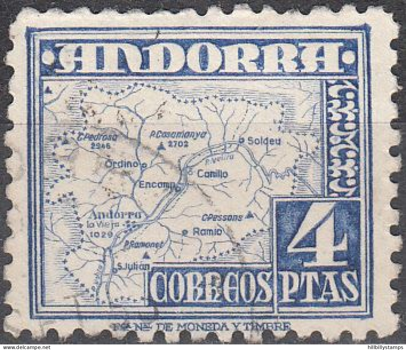 ANDORRA--SPANISH  SCOTT NO 48  USED   YEAR  1948 - Oblitérés