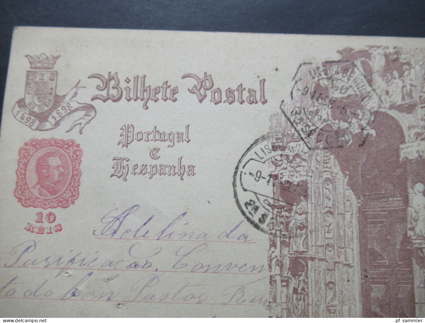 Portugal 1898 Ganzsache 10 Reis Mit Stempel Lisboa - Postwaardestukken