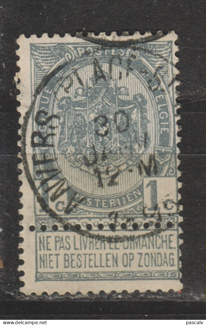 COB 53 Oblitération Centrale ANVERS (Place-St-Jean) - 1893-1907 Armoiries