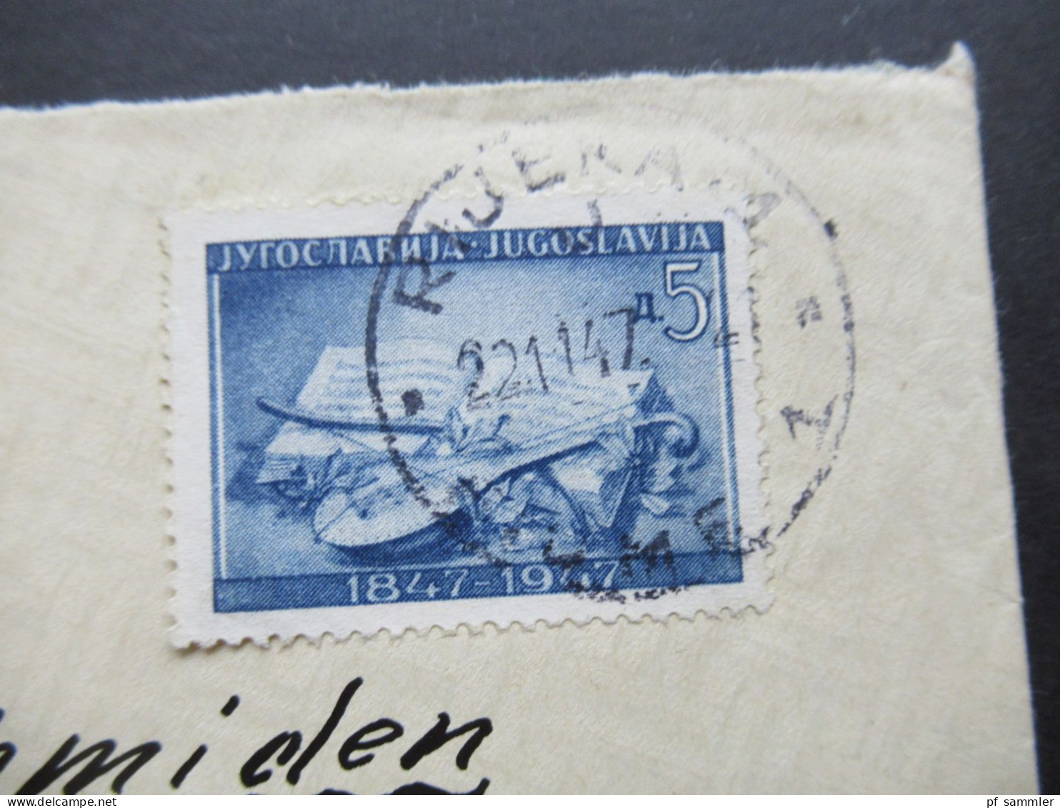 Jugoslawien / Jugoslavija 1947 / Beleg Mit Stempel Fiume / Auslandsbrief Nach Stuttgart - Covers & Documents