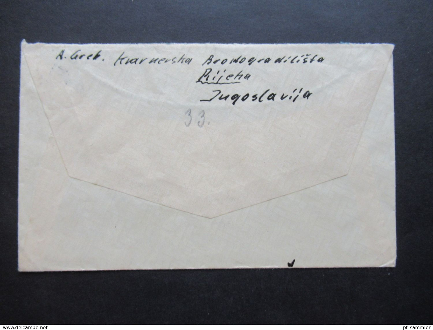 Jugoslawien / Jugoslavija 1947 / Beleg Mit Stempel Fiume / Auslandsbrief Nach Stuttgart - Lettres & Documents