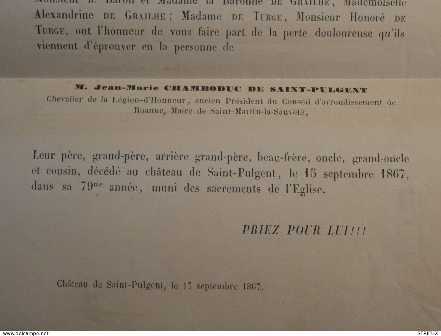 BQ17 FRANCE BELLE LETTRE  1867  PARIS  A VOUNAS .  CHATEAU DE ST PULGENT   +NAP.  10C +AFF. INTERESSANT++ ++ - 1862 Napoléon III