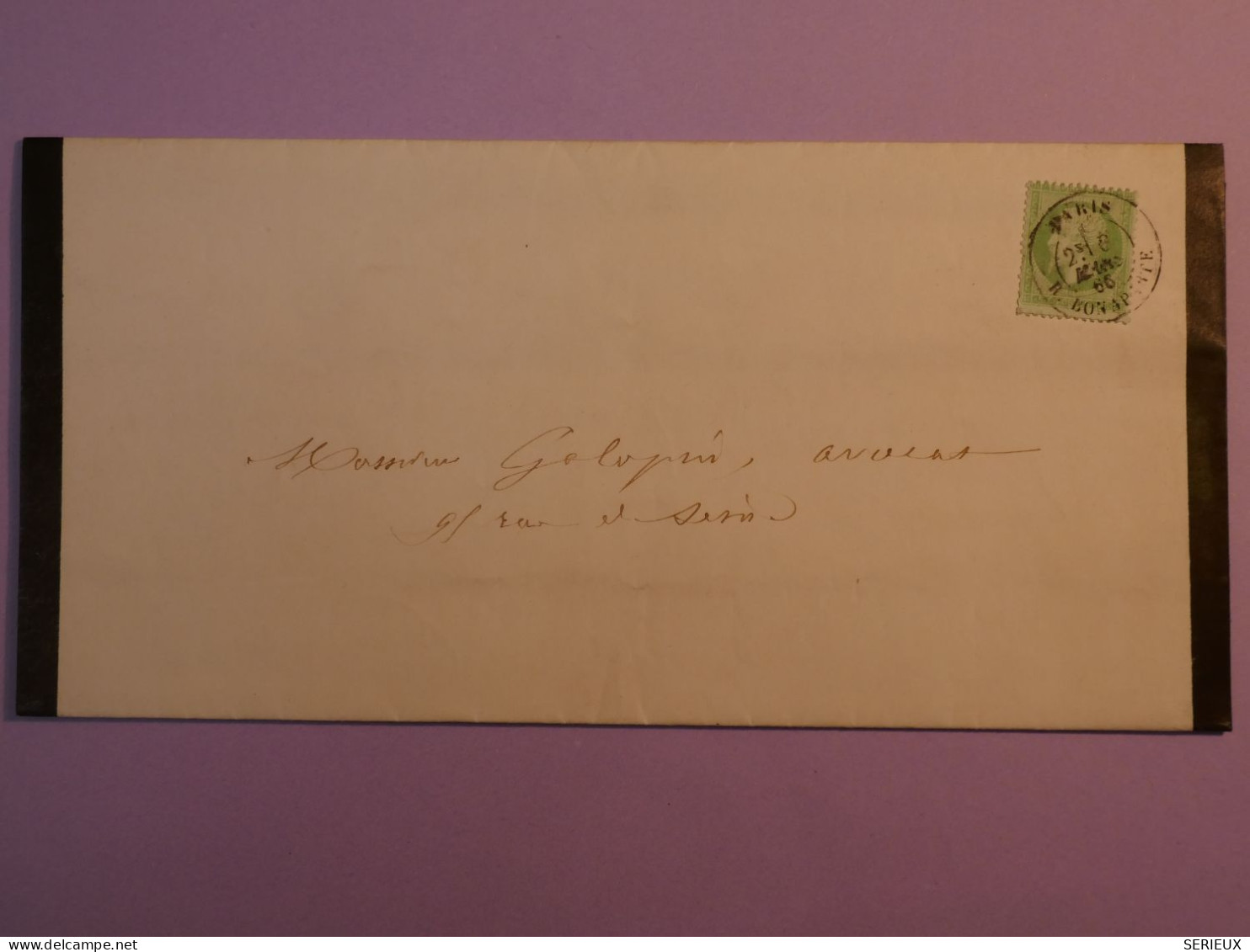 BQ17 FRANCE BELLE LETTRE  1866 PARIS R DE SEINE  +NAP.  5 C VERT  SEUL +AFF. INTERESSANT++ ++ - 1862 Napoléon III