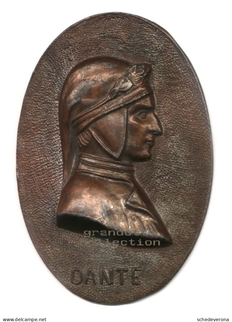 DANTE ALIGHIERI GRANDE PLACCA MEDAGLIFORME OTTOCENTESCA - Firma's