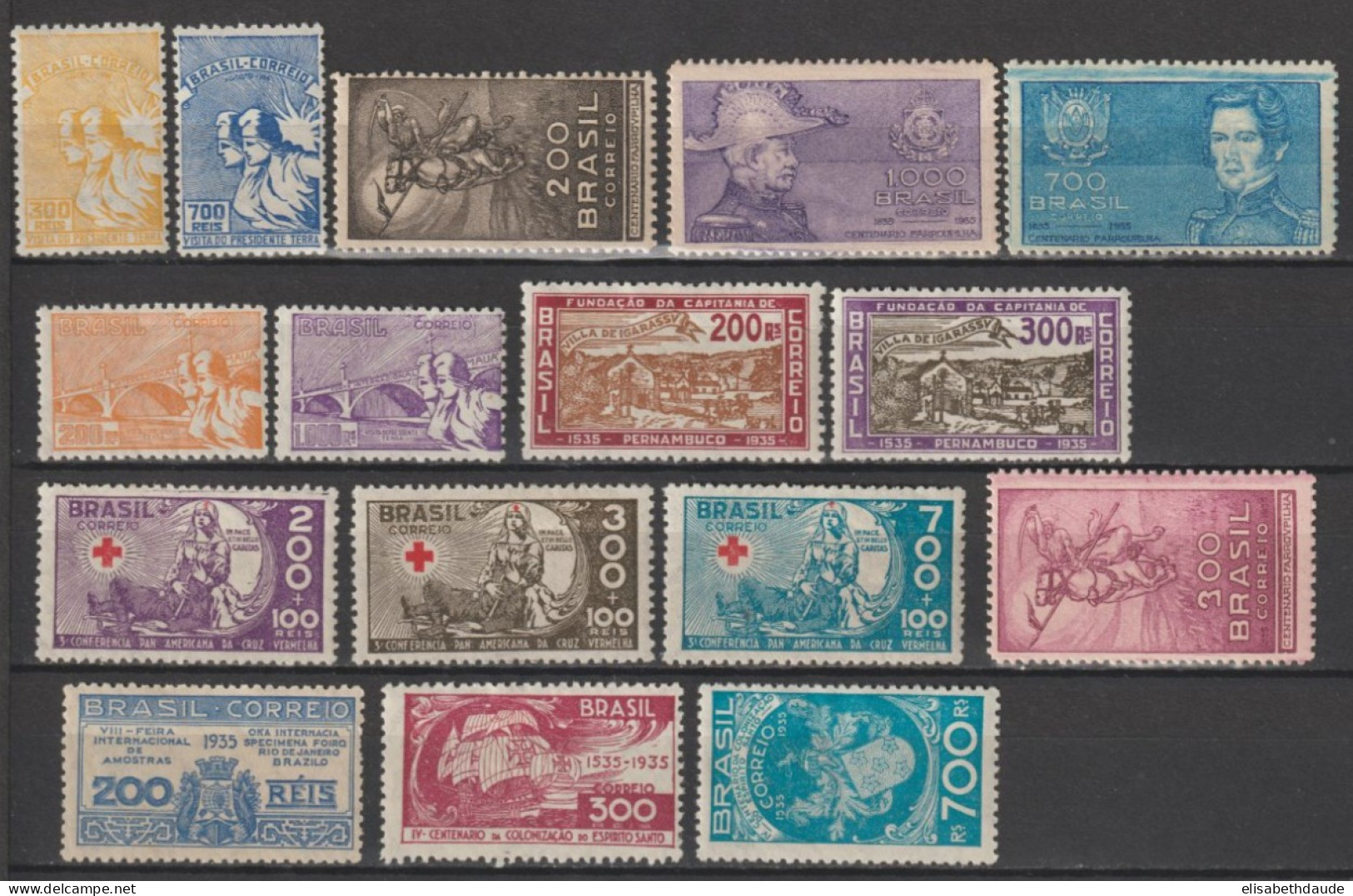 BRESIL - 1935 - ANNEE PRESQUE COMPLETE YVERT N°279/294+299/301 * MLH (QUELQUES ** MNH) - COTE = 95 EUR. - - Ungebraucht