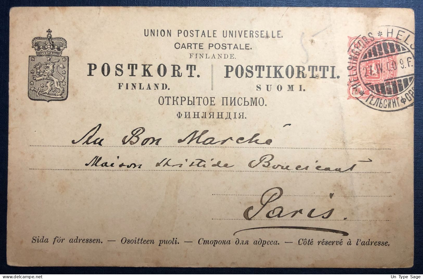 Finlande, Entier Carte Postale 27.4.1900 Pour Paris - (N540) - Interi Postali