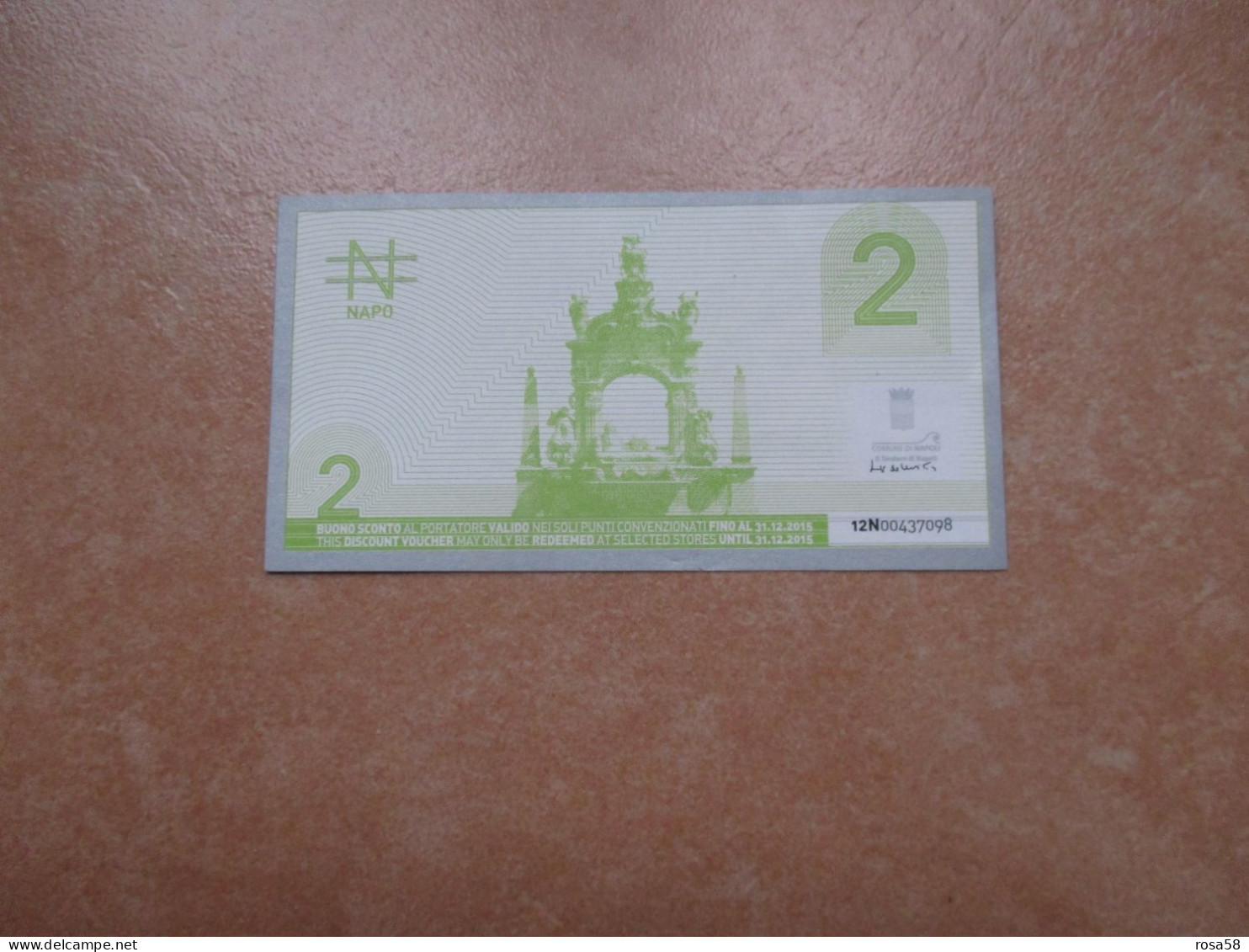 2015 NAPOLI Buono Sconto VOUCHER  2 NAPO Al Portatore Punti Convenzionati Disegnato LUCA MOSELE - Da Identificare