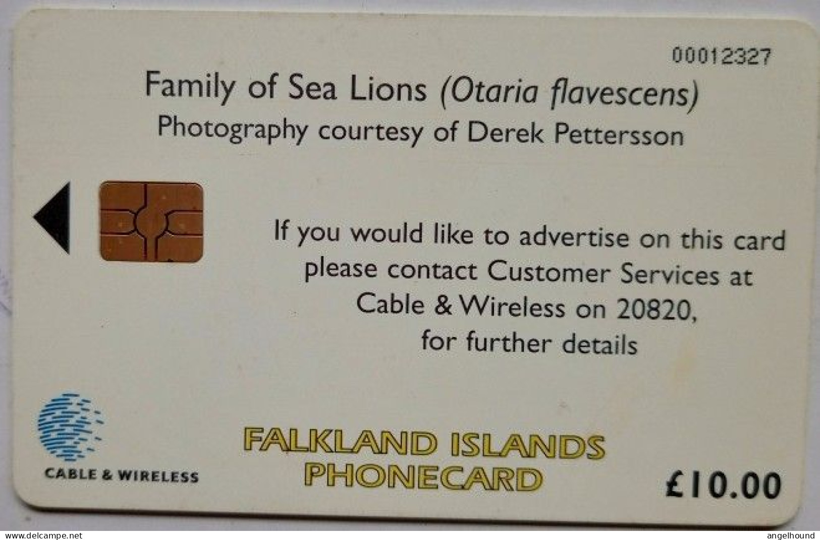 Falkland Islands £10 Chip Card "  Family Of Sea Lions " - Falkland Islands