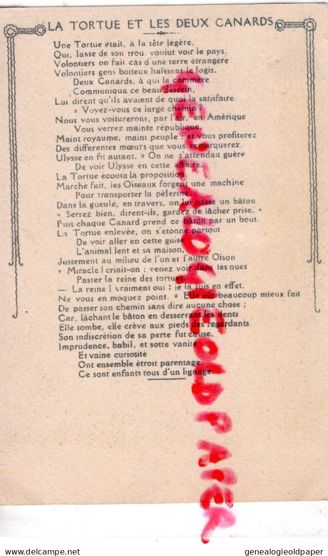 IMAGE CHROMO FABLES DE LA FONTAINE - LA TORTUE ET LES DEUX CANARDS - Andere & Zonder Classificatie