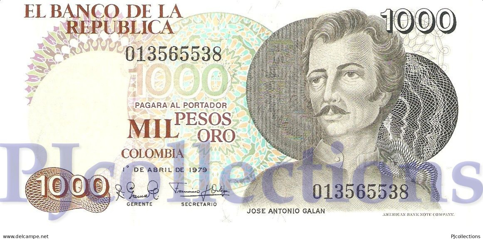 COLOMBIA 1000 PESOS ORO 1979 PICK 421a UNC - Colombie