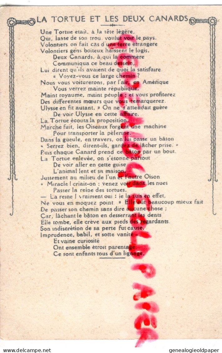 IMAGE CHROMO FABLES DE LA FONTAINE - LA TORTUE ET LES DEUX CANARDS - Other & Unclassified