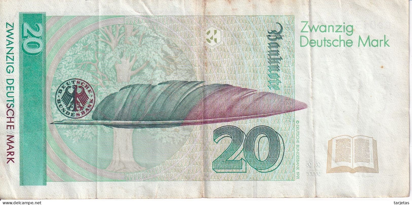 BILLETE DE ALEMANIA DE 20 MARK DEL AÑO 1993  (BANKNOTE) - 20 DM