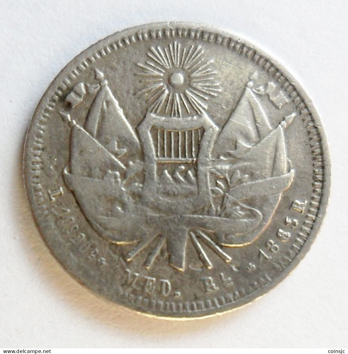 GUATEMALA - 1/2 REAL - 1865 R - Mintage: 57.000 - Guatemala