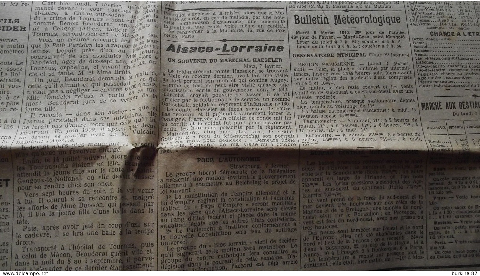 Le PETIT PARISIEN, journal, Fevrier v1910, Paris quotidien politique littéraire